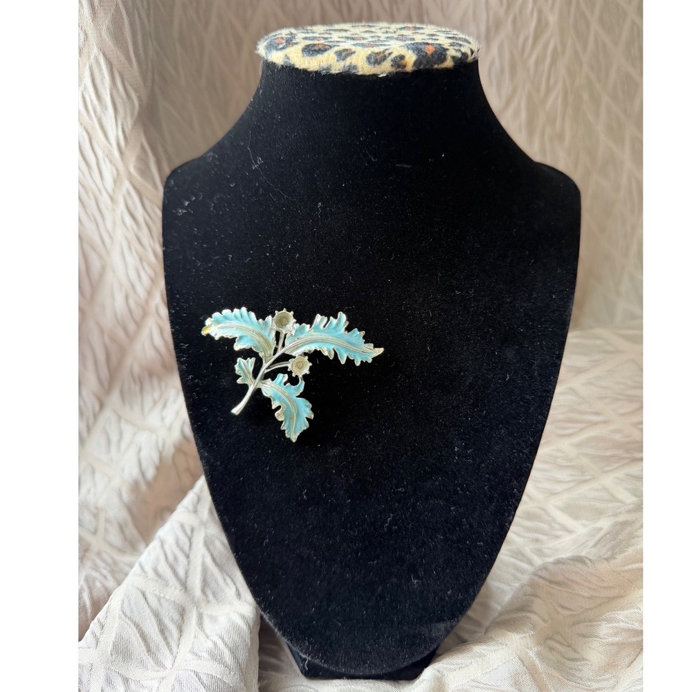 60s Vintage Turquoise Enamel Floral Brooch Pin